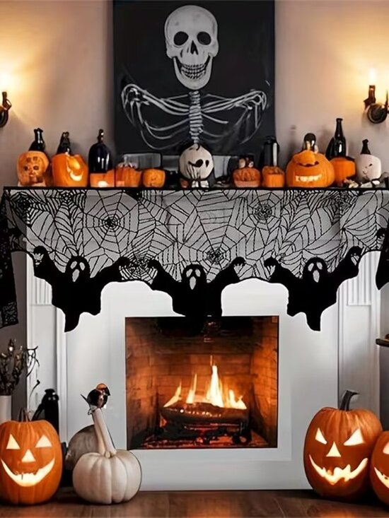Other - Halloween Dark Goth Ghost Spiderweb Mantel Table Runner 79"L x 22"W